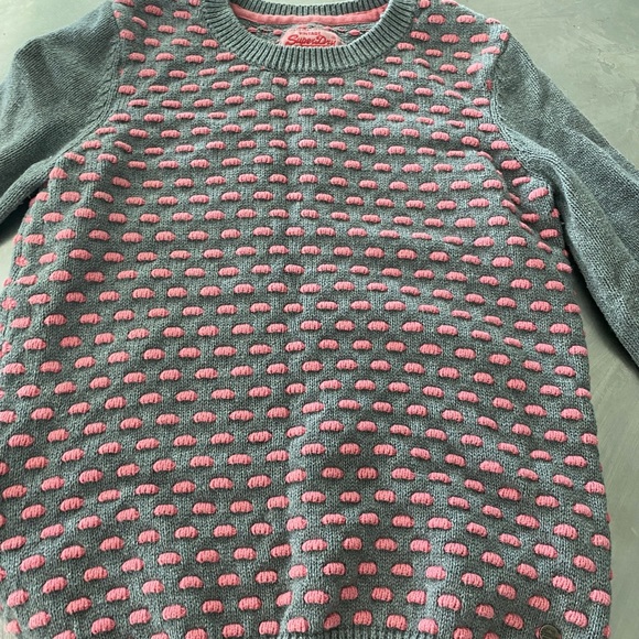 SUPERDRY SWEATER pink & grey polka dot MEDIUM - Picture 4 of 4